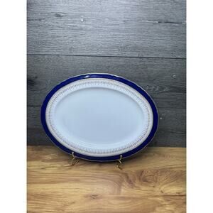 Royal Worcester England Regency Blue Gold Platter 16x12”